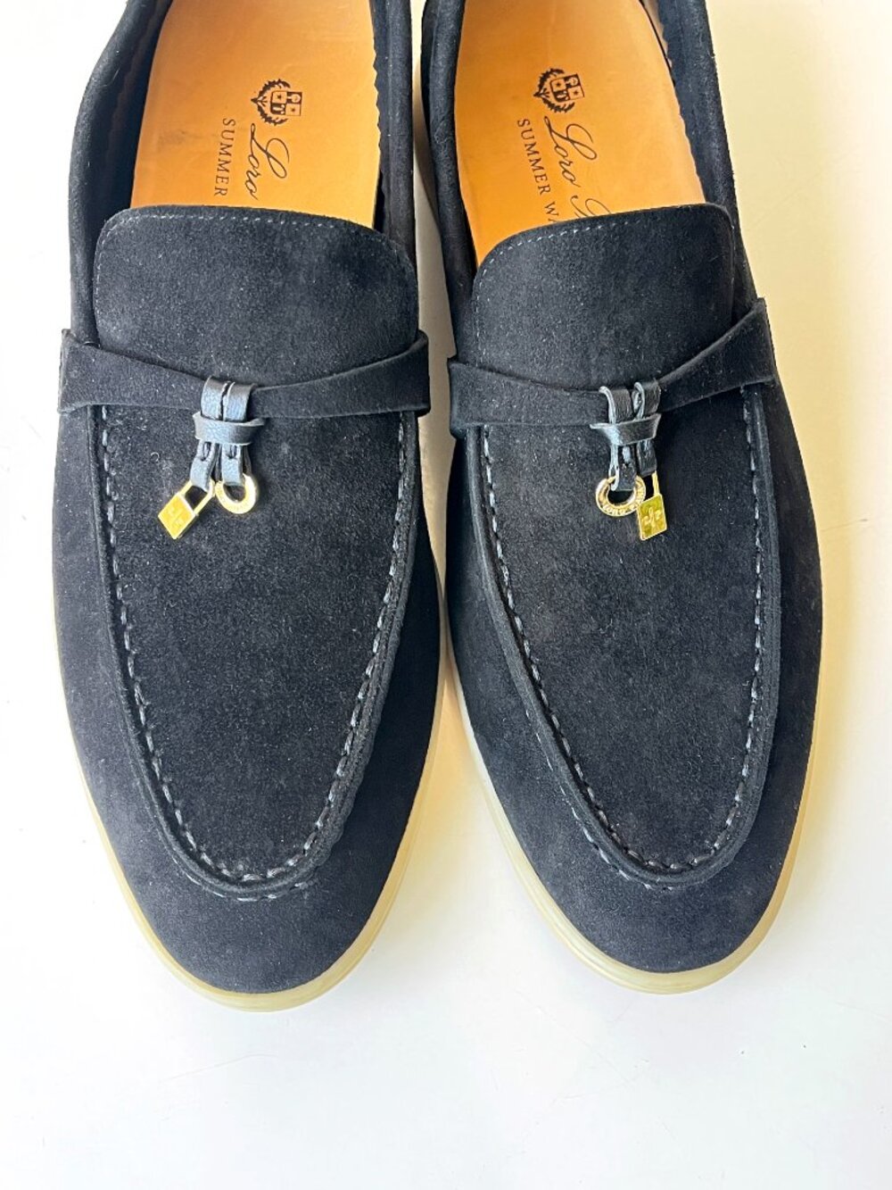 Women's Loro Piana Black Summer Charms Walk Suede Loafers Shoes Flats Size 40 - Picture 4 of 8
